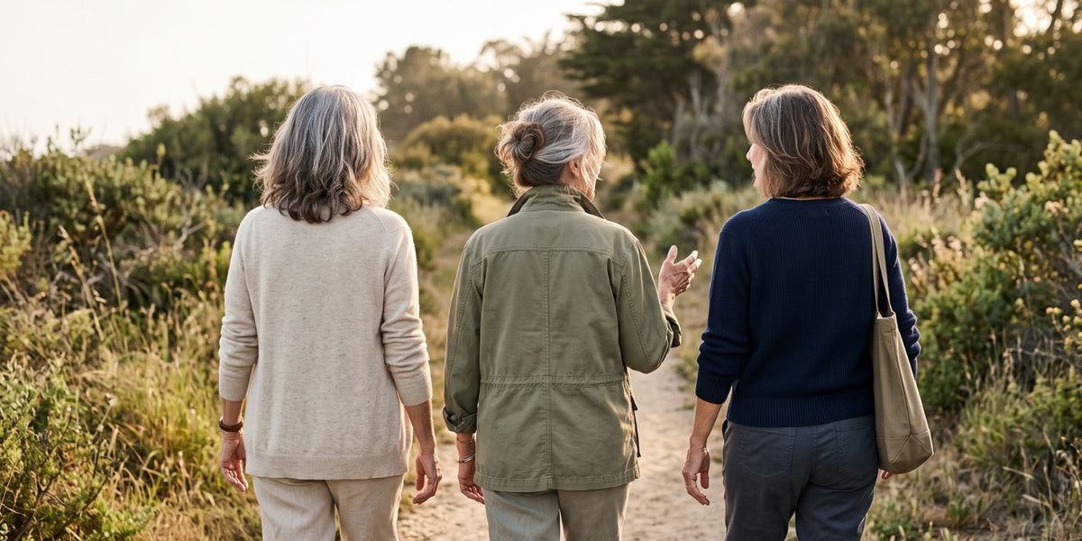 3 women on a walk in nature