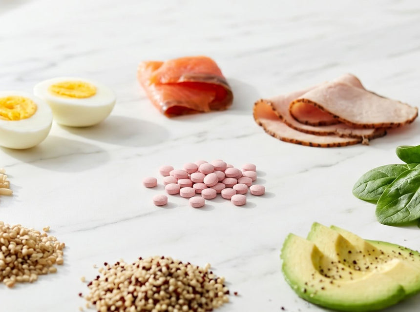 Vitamin B12 supplements beside healthy foods linked to energy and vitality