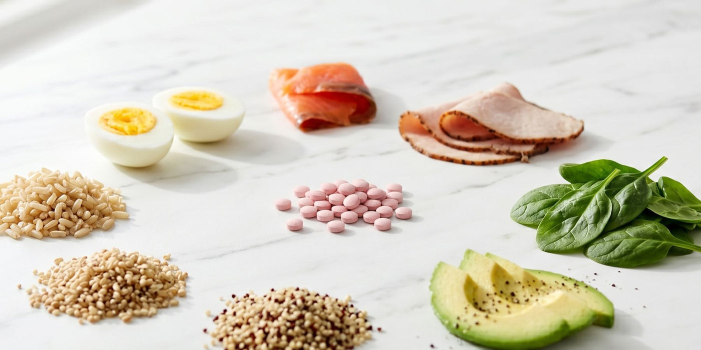 Vitamin B12 supplements beside healthy foods linked to energy and vitality