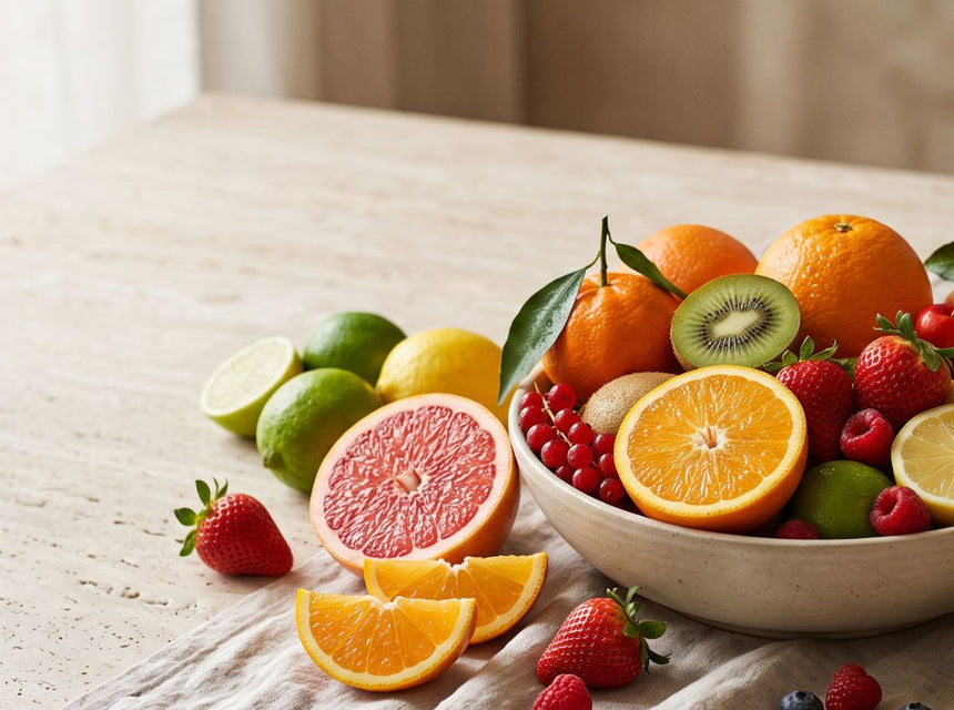 Oranges, kiwifruit, strawberries and other fresh fruit rich in vitamin C