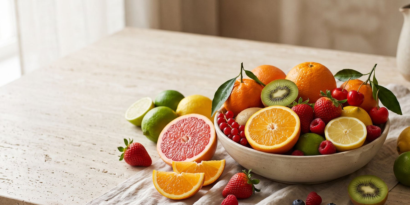 Oranges, kiwifruit, strawberries and other fresh fruit rich in vitamin C