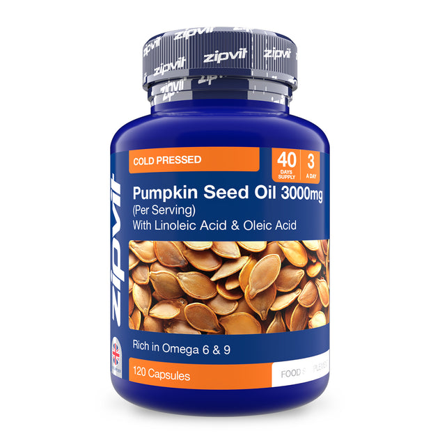 Zipvit pumpkin seed oil supplement bottle on a white background