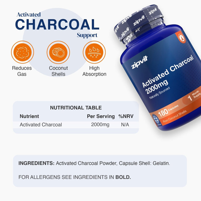 Activated Charcoal 2000mg - Zipvit