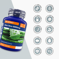 Blue Aloe Vera 6000mg bottle with 30 vegan capsules and 200:1 extract label