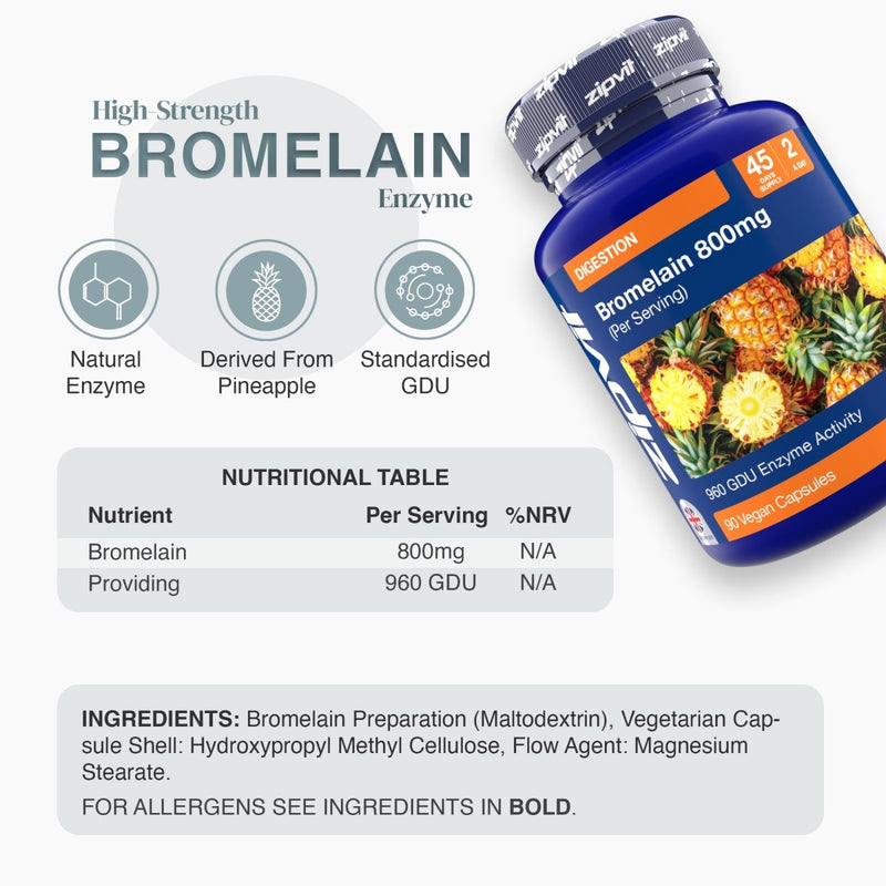 Bromelain 800mg | Pineapple enzyme support | Zipvit Bromelain 800mg | Pineapple enzyme support | Zipvit