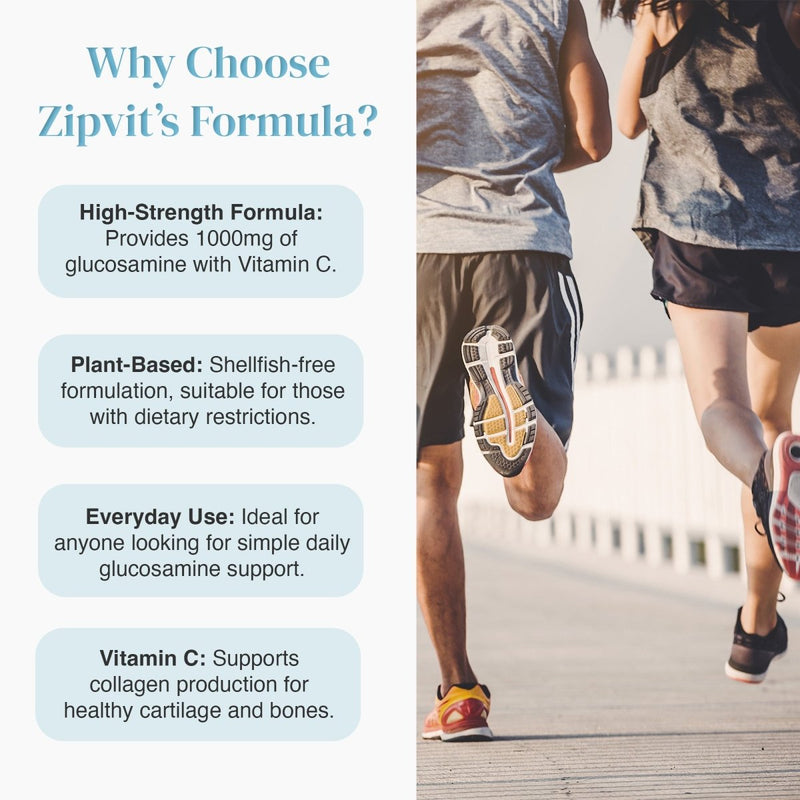 Why Choose Zipvit Formula panel with three round icons for Bone Health Immune Function and Cartilage Support and runners on the right