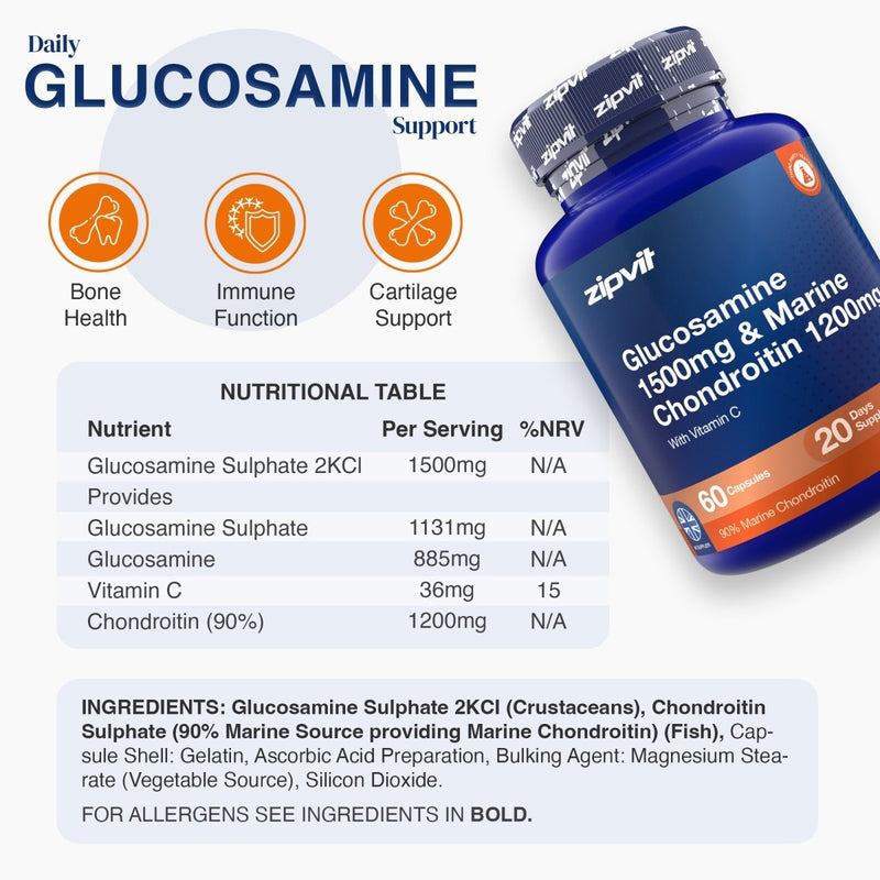 Glucosamine Sulphate 1500mg and Marine Chondroitin 1200mg - Zipvit