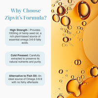 Infographic for Hemp Seed Oil 1000mg highlighting high strength cold pressed oil and no fishy aftertaste