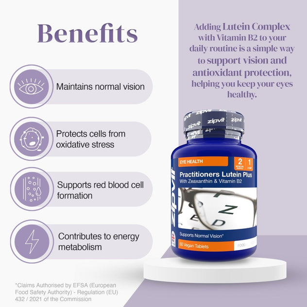 Blue Practitioners Lutein Plus bottle with Zeaxanthin and Vitamin B2