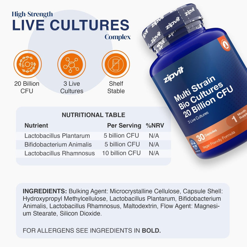 Multi Strain Bio Cultures 20 Billion CFU - Zipvit