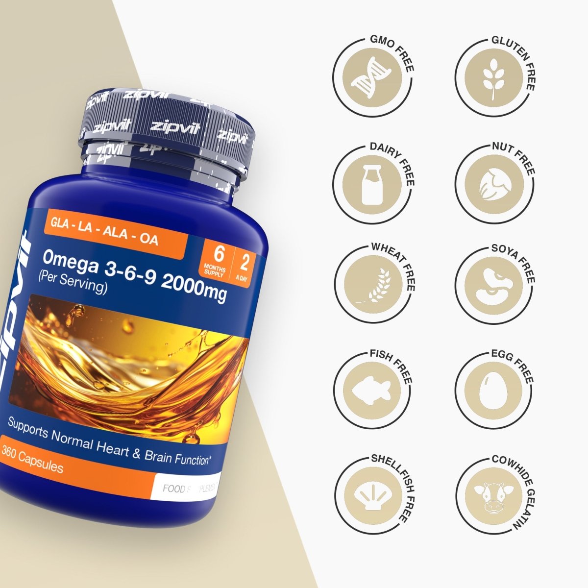 Omega 3-6-9 | Plant Oil Support | Zipvit
