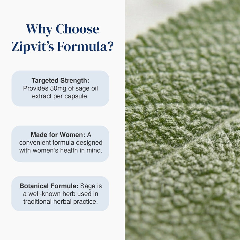 Promotional graphic for Zipvit's Formula capsules, featuring text on the left explaining targeted strength, women-focused formulation, and botanical formula, alongside a close-up texture shot of a green herbal scrub or hair treatment on the right.