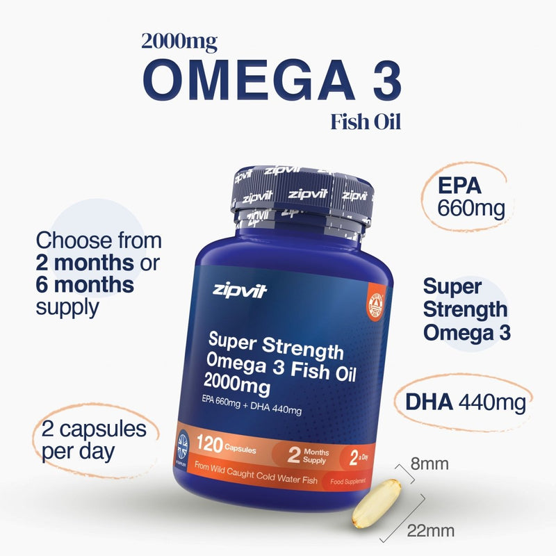 Super Strength Omega 3 Fish Oil 2000mg - Zipvit
