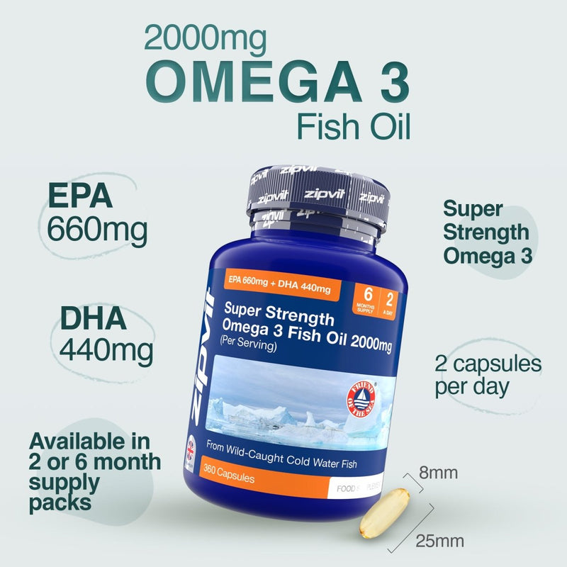 Super Strength Omega 3 Fish Oil 2000mg - Zipvit