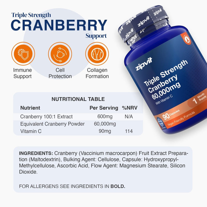 Triple Strength Cranberry 60,000mg - Zipvit