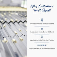 Conveyor belt manufacturing scene on the left with a Why Customers Trust Zipvit text panel on the right