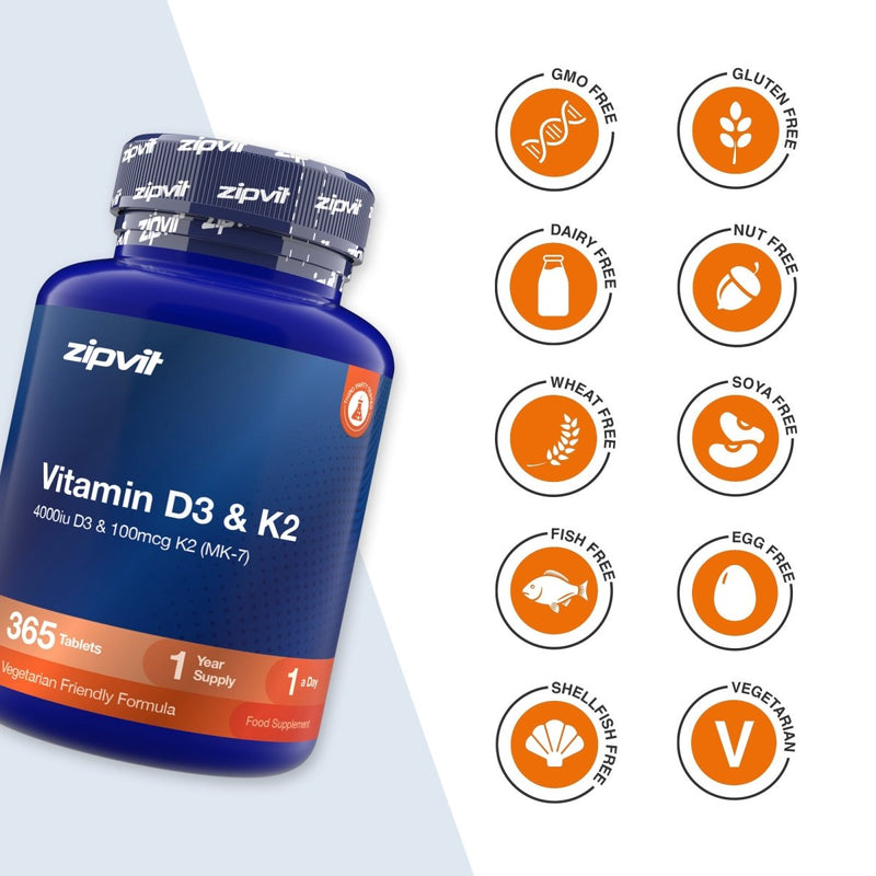 Vitamin D3 4000iu and Vitamin K2 MK7 100mcg - Zipvit