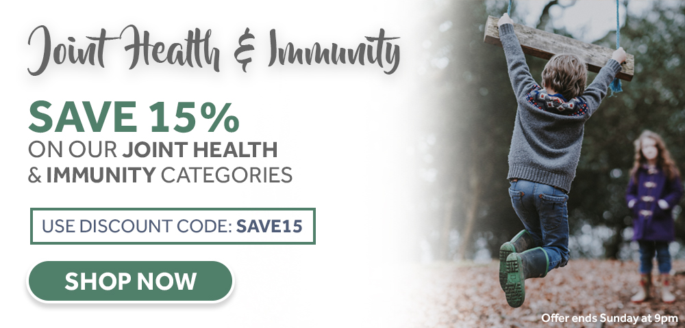 Save 15% on Joint Health and Immunity supplements this week